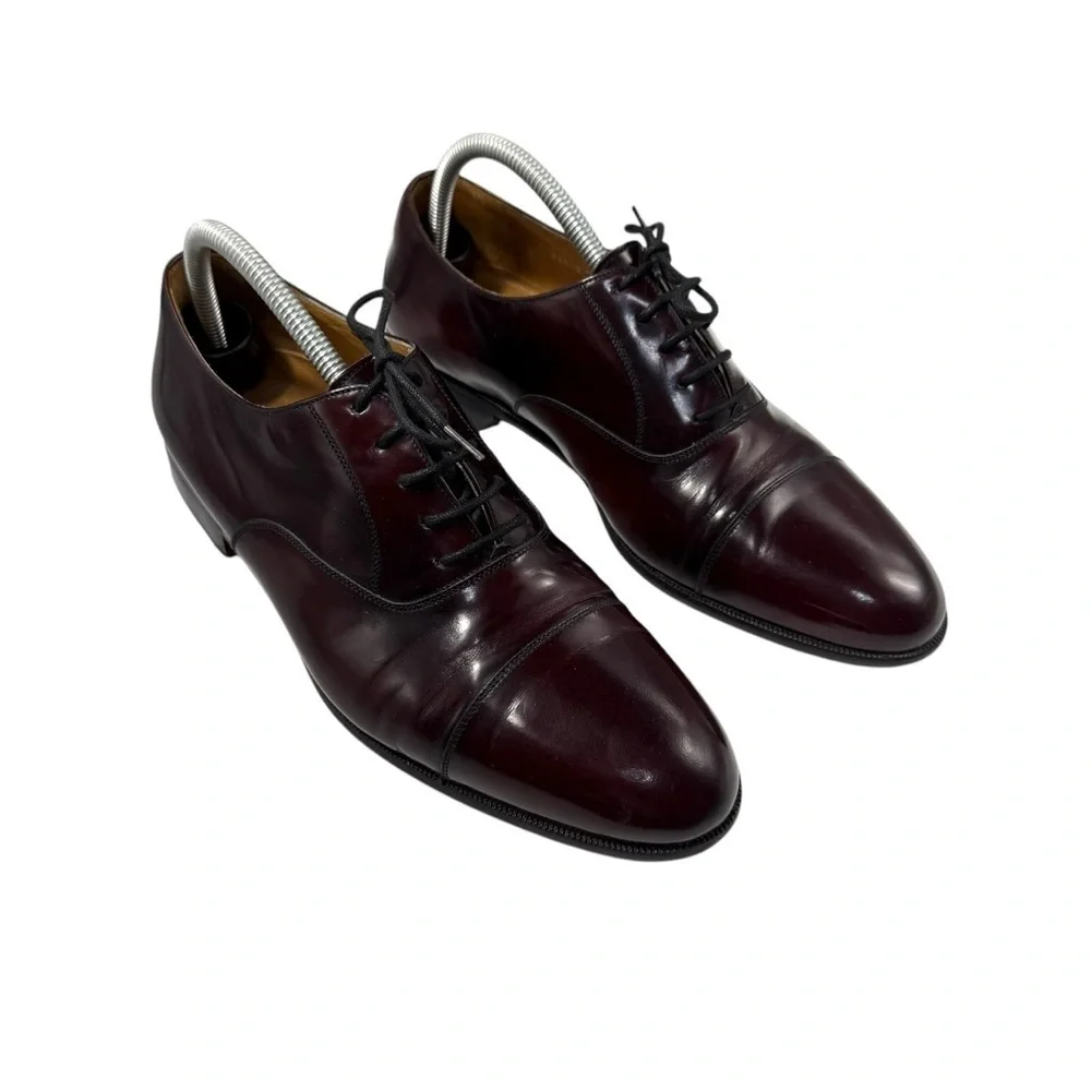 Caporicci cap toe burgundy leather oxford shoes size 9.5 32113 hand made Italy